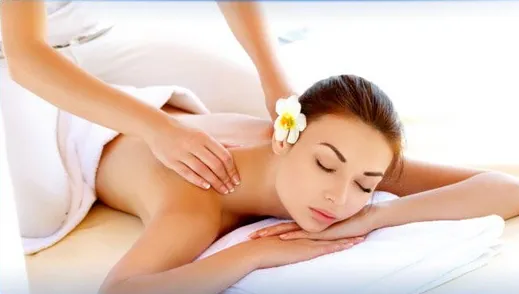 A woman relaxing during a spa massage